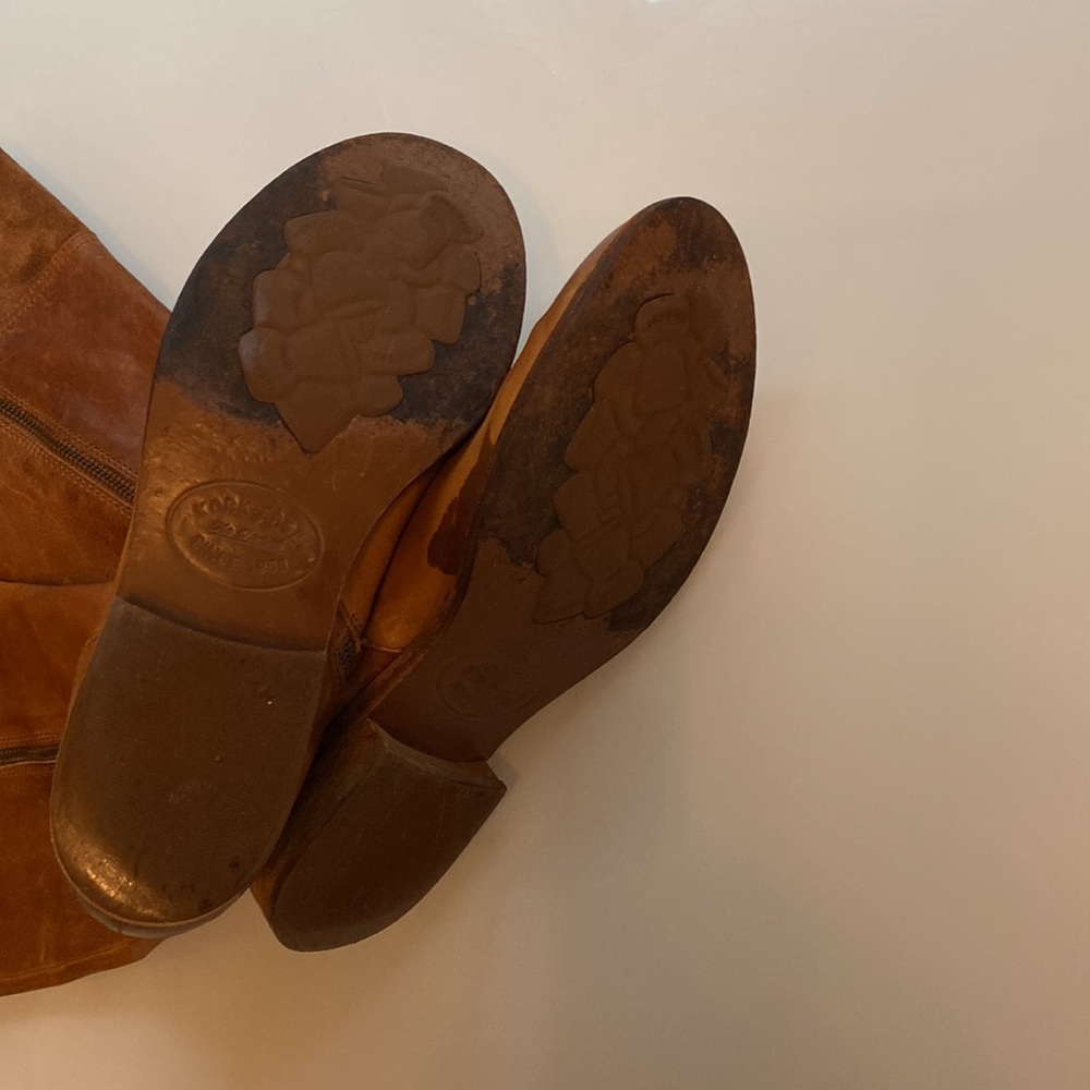 Tall brown leather boots side zipper Kork-ease - Picture 6 of 6